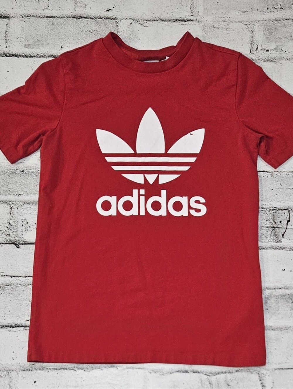 Adidas Originals Womens Trefoil Logo T Shirt Red White Size Small
